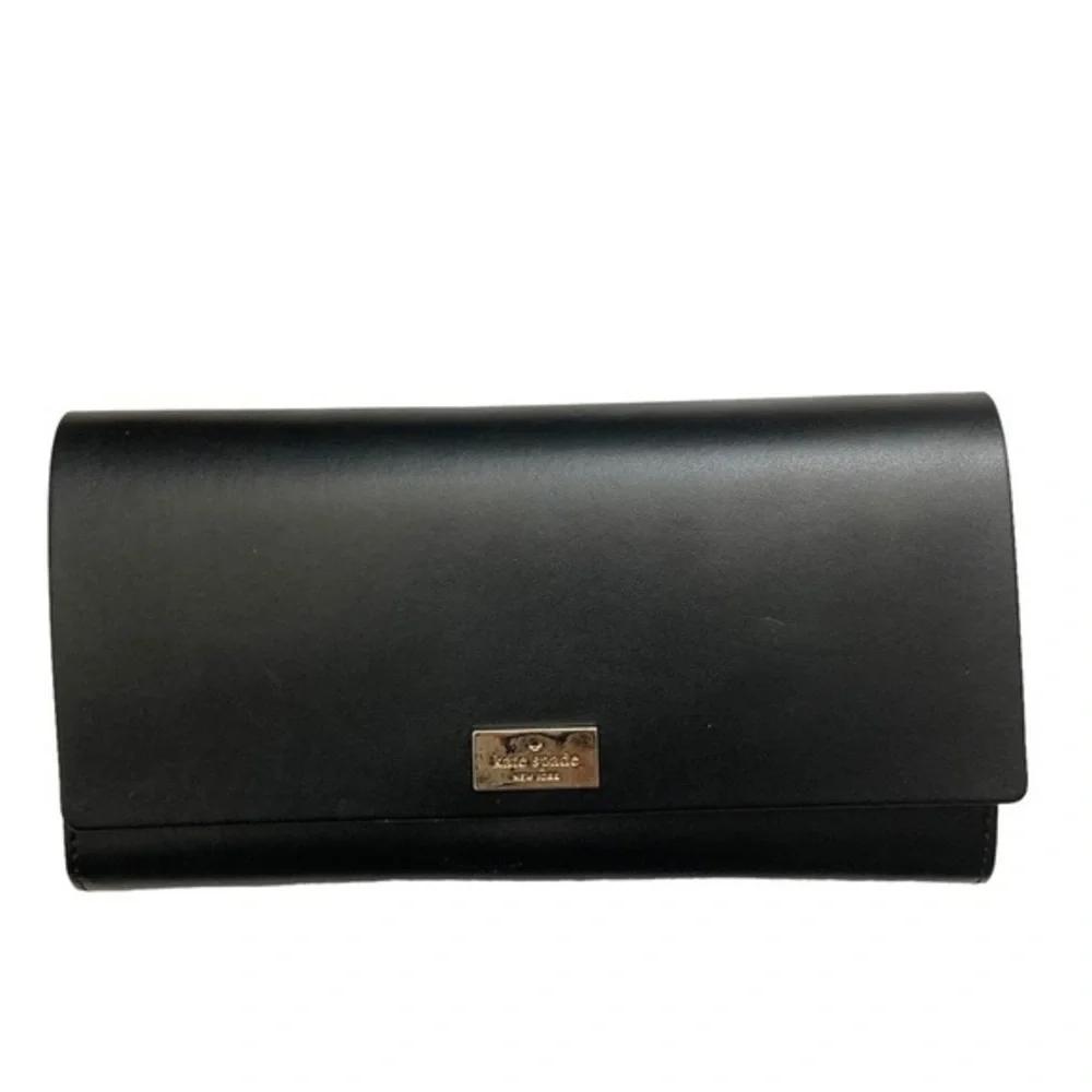 Kate Spade Pim Arbour Hill Leather Flap Wallet Black & Sweetheart Pink